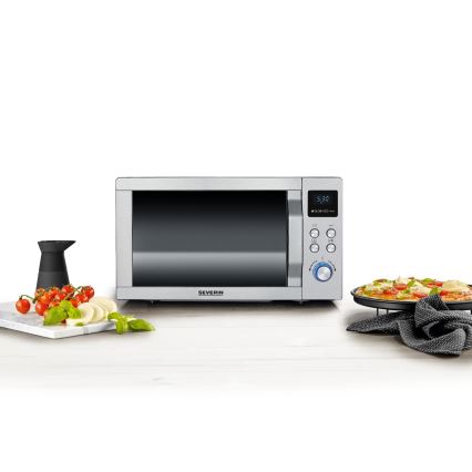 Severin MW 7774 - Мікрохвильова піч 3-в-1, 1950 Вт/230 В, 25 л, корпус із нержавіючої сталі