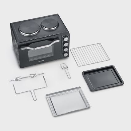 Severin TO 2074 - Конвекційна духовка з грилем і конфорками, 2500 Вт / 230 В, 30 л, чорна