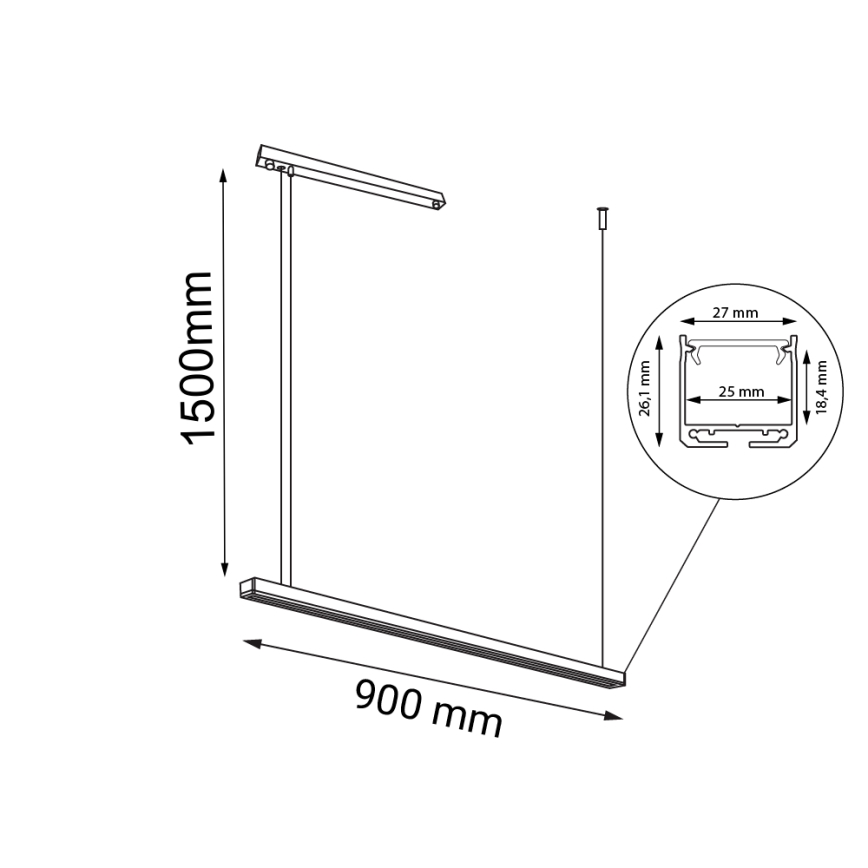 Shilo - Підвісна LED люстра LED/32W/230V 3000K CRI 90 чорний
