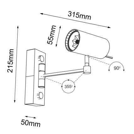 Shilo - Настінна лампа/бра 1xGU10/15W/230V чорний