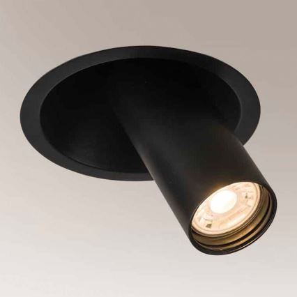 Shilo - Точковий вбудований стельовий світильник 1xGU10/MR11/15W/230V діаметр 11 см чорний