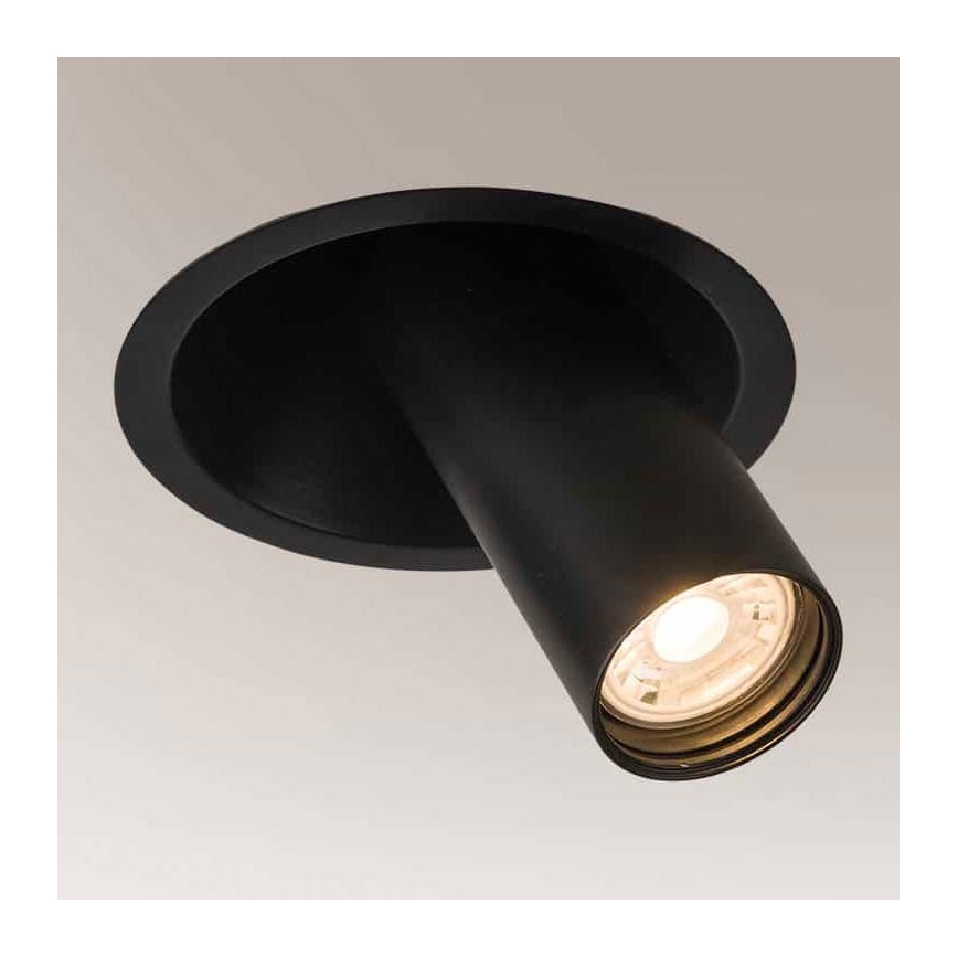 Shilo - Точковий вбудований стельовий світильник 1xGU10/MR11/15W/230V діаметр 11 см чорний