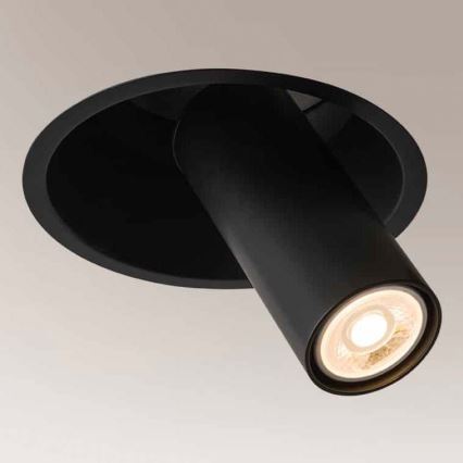 Shilo - Вбудований стельовий точковий світильник 1xGU10/15W/230V ⌀ 18,3 см чорний