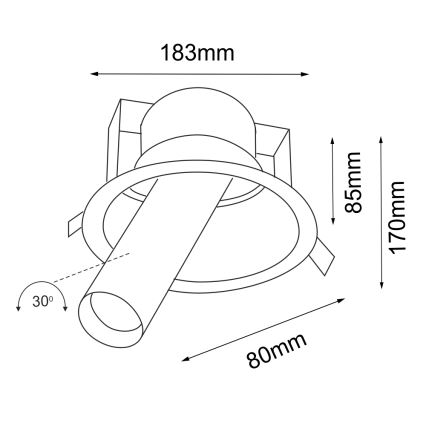 Shilo - Вбудований стельовий точковий світильник 1xGU10/15W/230V ⌀ 18,3 см чорний