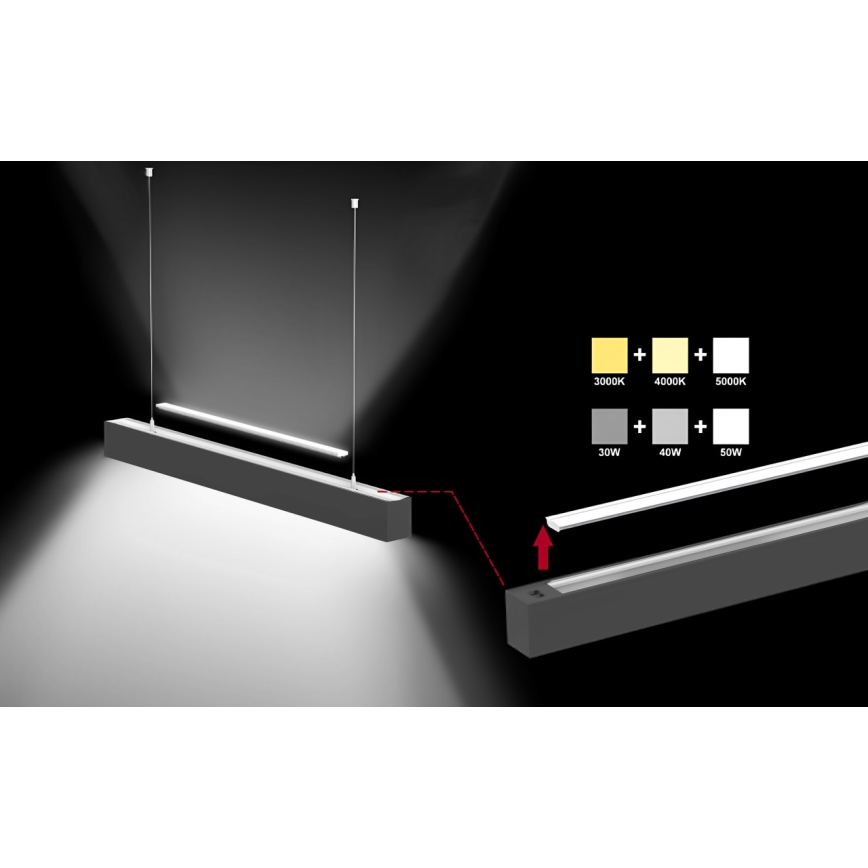Sinclair - Стельовий LED світильник LSM LED/40W/230V 3000K/4000K/5000K 120 см чорний