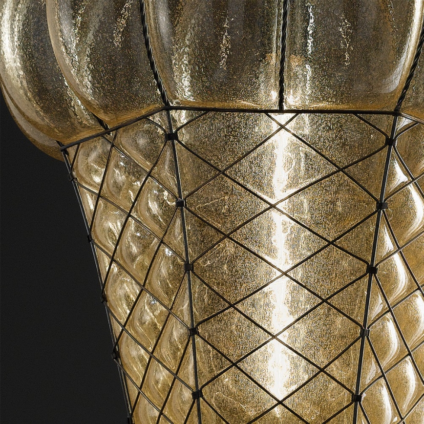 SIRU - Люстра на цепи BABÀ 1xE27/60W/230V диаметр 30 см бежевый/коричневый Венецианское стекло