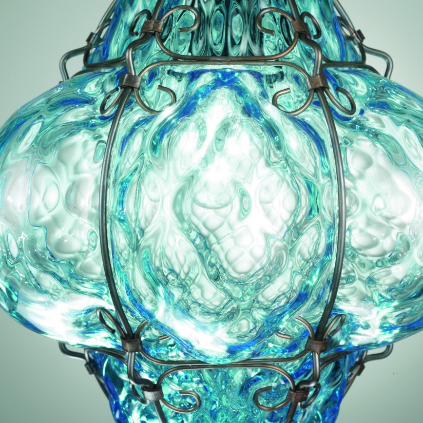 SIRU - Люстра на ланцюгу CLASSIC 1xE27/60W/230V діаметр 30 см синій/чорний венеціанське скло