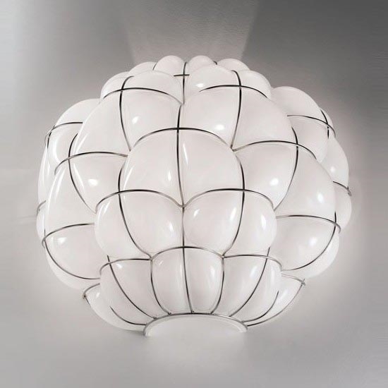 SIRU - Настенный светильник POUFF 1xE27/60W/230V блестящий хром/белый Венецианское стекло