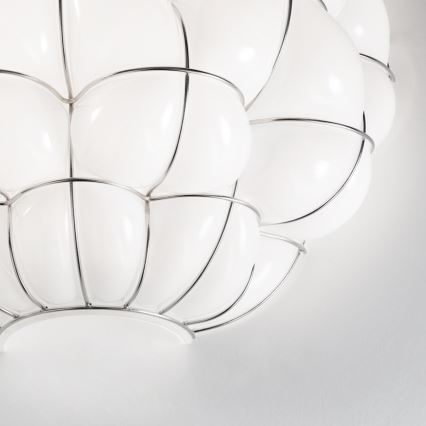 SIRU - Настенный светильник POUFF 1xE27/60W/230V блестящий хром/белый Венецианское стекло