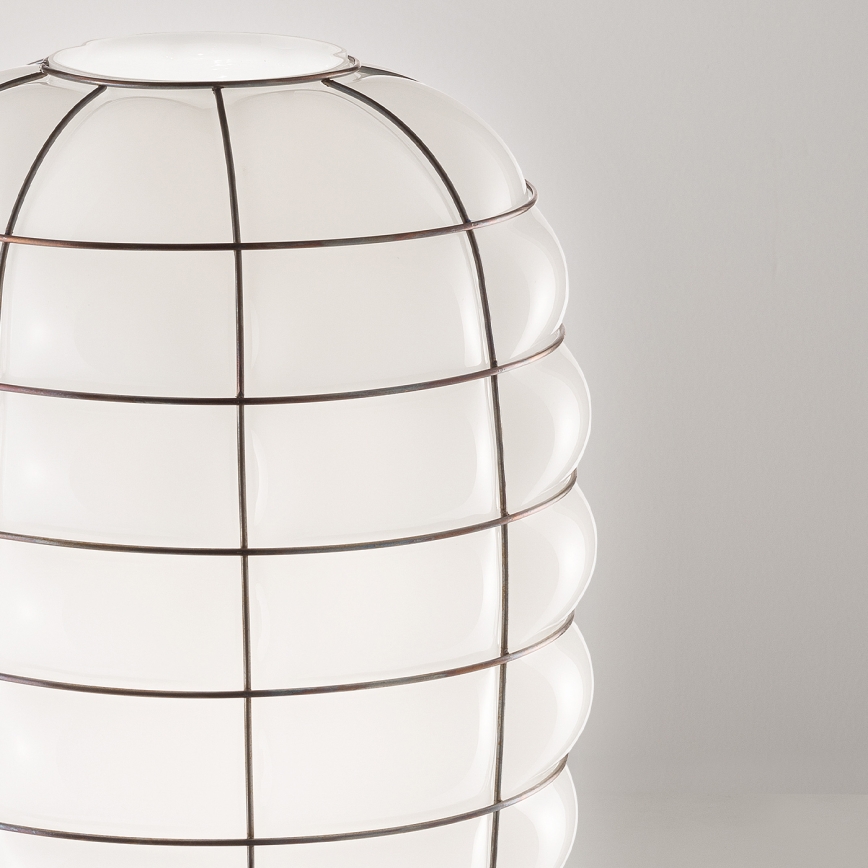 SIRU - Підвісна люстра LANTERNA 1xE27/60W/230V діаметр 32 см чорний/білий венеціанське скло