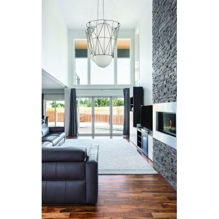 SIRU - Підвісна люстра SEGNI 1xE27/60W/230V чорний/білий венеціанське скло