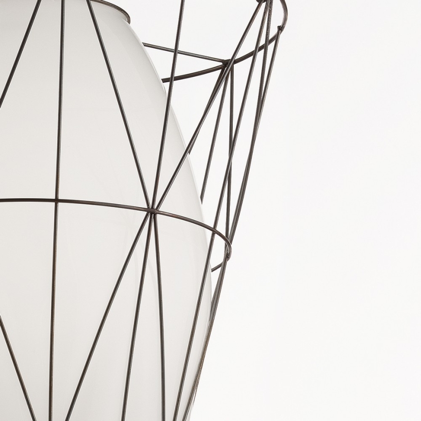 SIRU - Підвісна люстра SEGNI 1xE27/60W/230V чорний/білий венеціанське скло