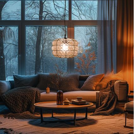 SIRU - Підвісна люстра TERRA 1xE27/60W/230V чорний/прозорий венеціанське скло