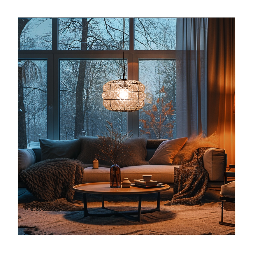 SIRU - Підвісна люстра TERRA 1xE27/60W/230V чорний/прозорий венеціанське скло