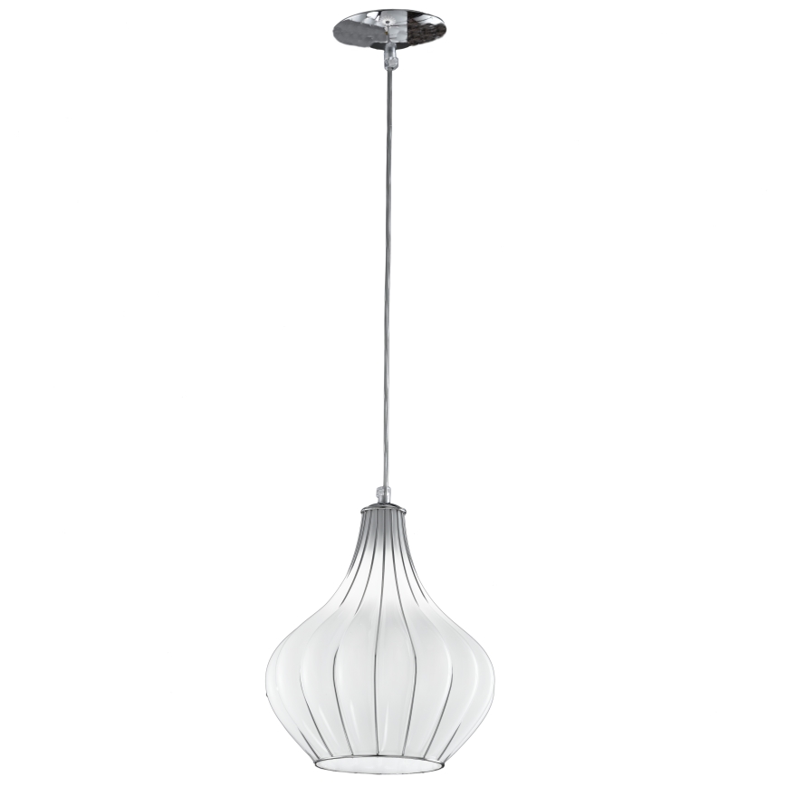 SIRU - Подвесная люстра AURIGA 1xE14/40W/230V диаметр 26 см матовый хром/белый Венецианское стекло