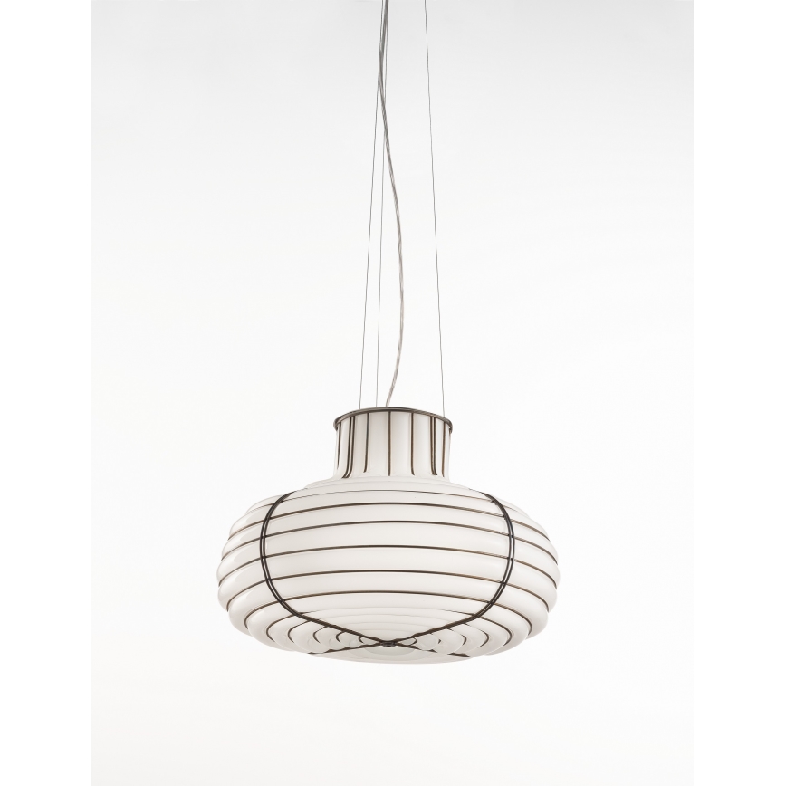 SIRU - Подвесная люстра CHAPEAU 2xE14/40W/230V матовый хром/белый Венецианское стекло