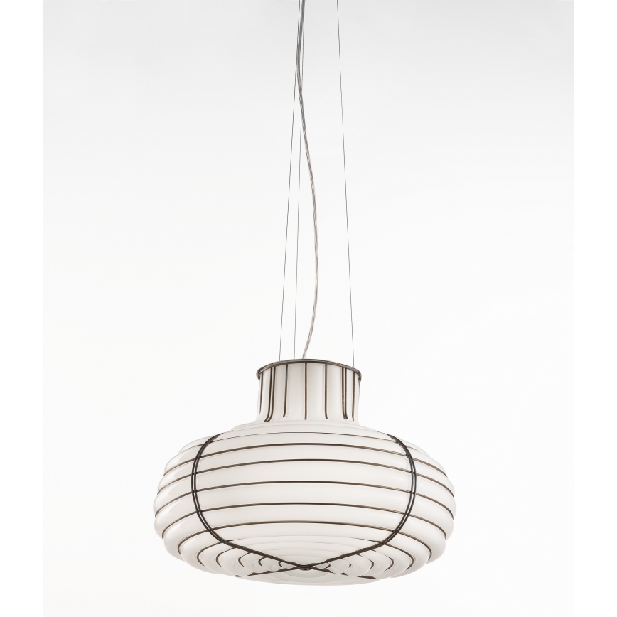 SIRU - Подвесная люстра CHAPEAU 2xE14/40W/230V матовый хром/белый Венецианское стекло