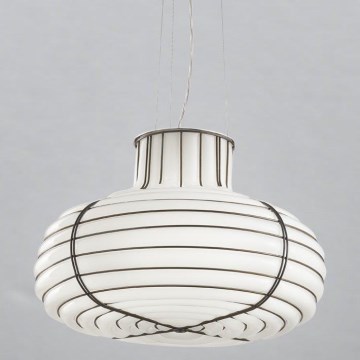 SIRU - Подвесная люстра CHAPEAU 2xE14/40W/230V матовый хром/белый Венецианское стекло