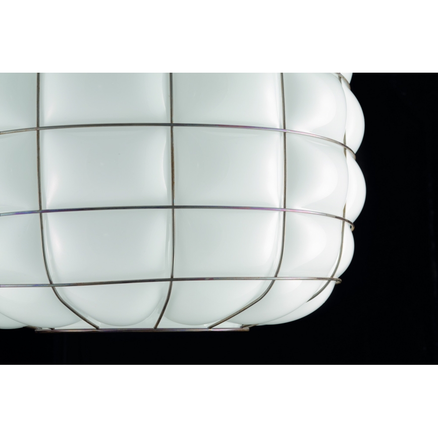 SIRU - Подвесная люстра TERRA 1xE27/60W/230V черный/белый Венецианское стекло