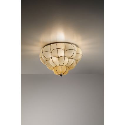 SIRU - Потолочный светильник POUFF 3xE27/60W/230V блестящий хром/бежевый Венецианское стекло