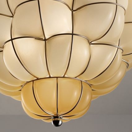 SIRU - Потолочный светильник POUFF 3xE27/60W/230V блестящий хром/бежевый Венецианское стекло