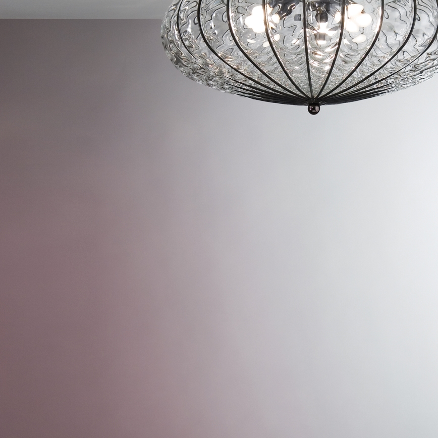 SIRU - Стельовий світильник ACCADEMIA 3xE27/60W/230V прозорий/чорний венеціанське скло