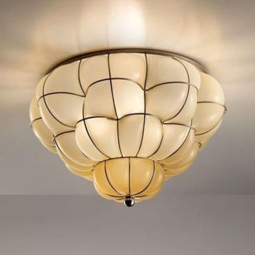 SIRU - Стельовий світильник POUFF 3xE27/60W/230V глянцевий хром/бежевий венеціанське скло