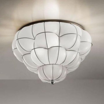 SIRU - Стельовий світильник POUFF 3xE27/60W/230V глянцевий хром/білий венеціанське скло