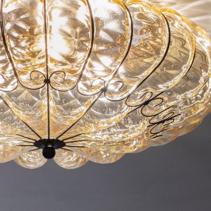 SIRU - Стельовий світильник SOLE 3xE14/40W/230V діаметр 31 см бежевий/матовий хром венеціанське скло