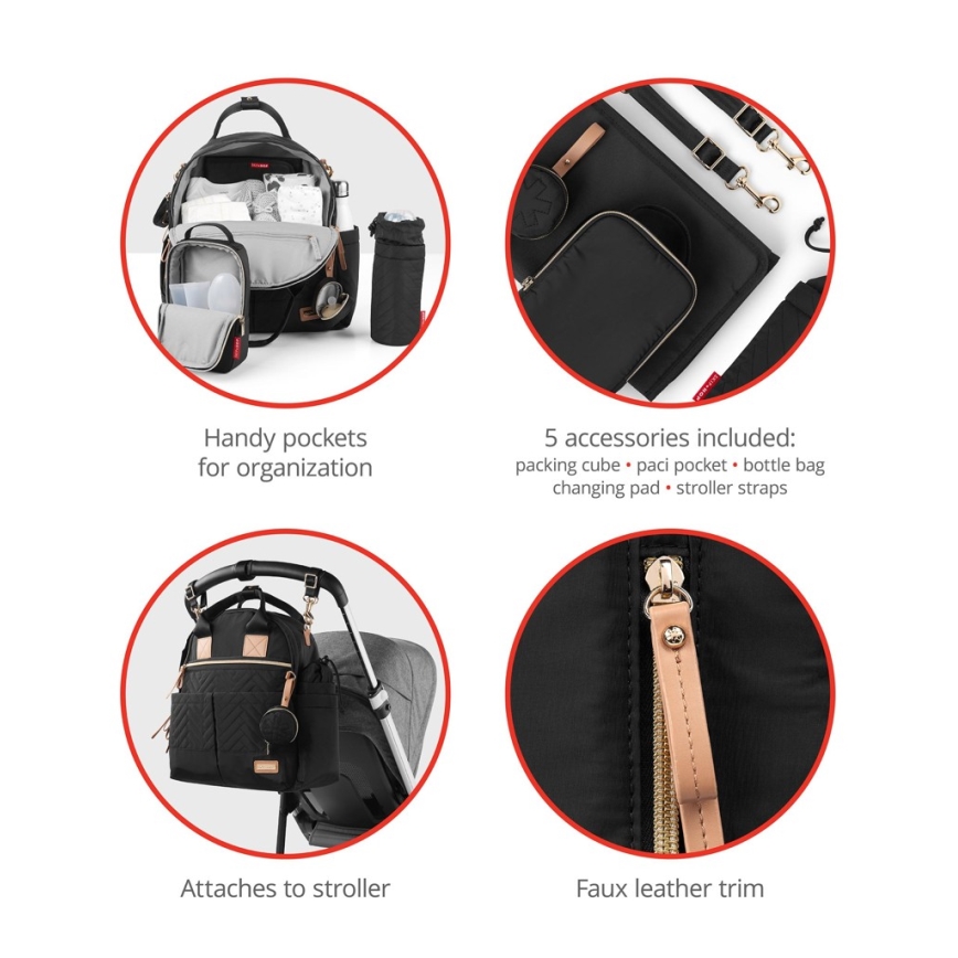 Skip Hop - Рюкзак для пеленання на коляску 6в1 SUITE SET чорний