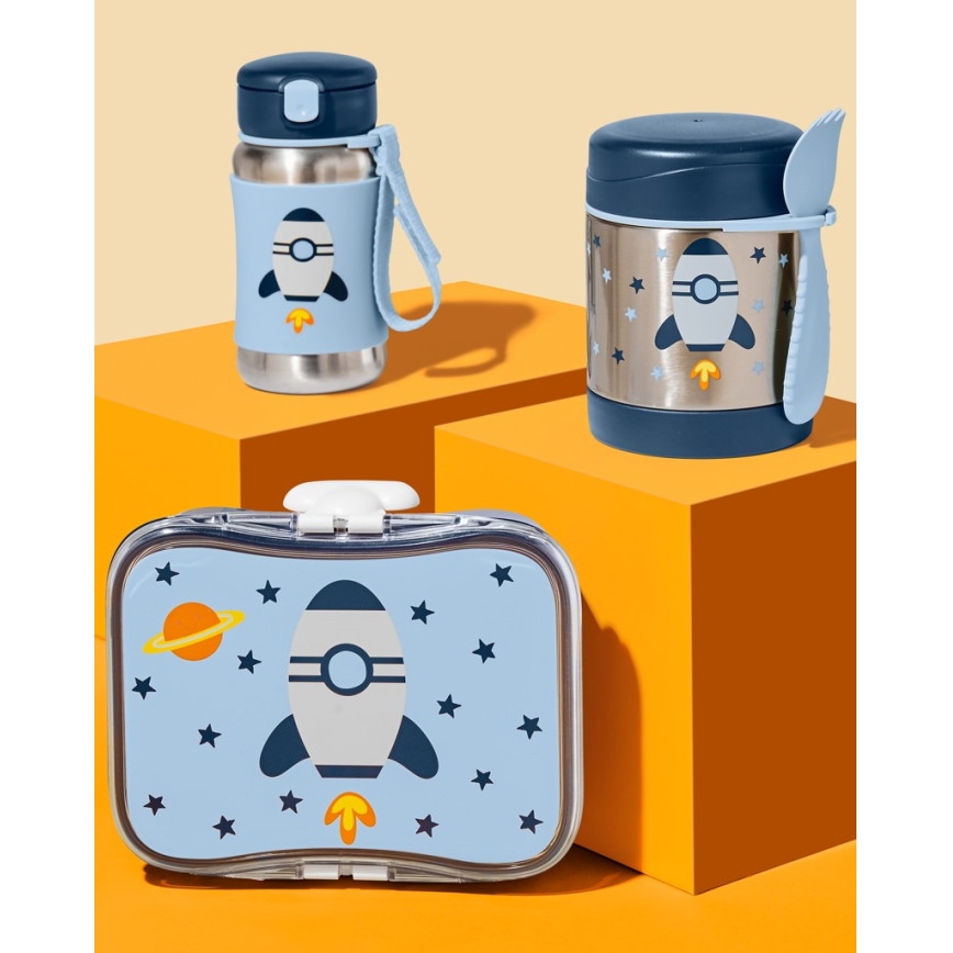 Skip Hop - Термоконтейнер с ложкой/вилкой SPARK STYLE 325 мл космическая ракета