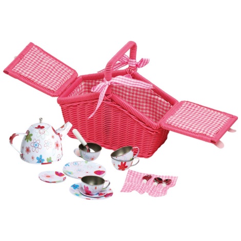 Small Foot - Корзина для пикника с посудой розовый