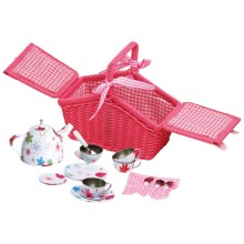 Small Foot - Кошик для пікніка з посудом рожевий