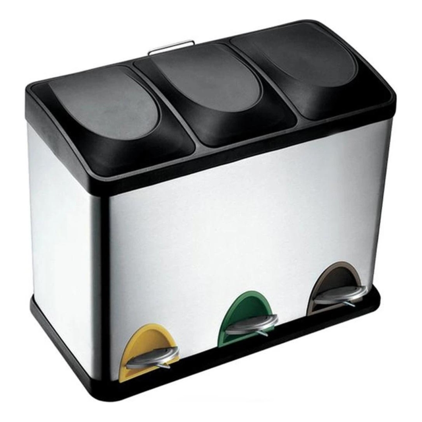 Сміттєве відро для роздільного збору відходів 45 л чорне/нержавіюча сталь