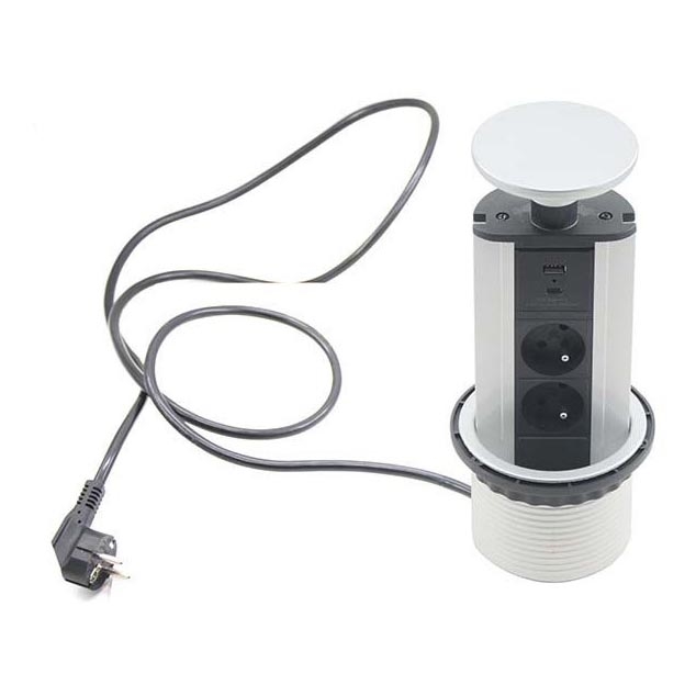 Соединительный розеточный блок для столешницы 2x230V +USB-A 3,1A +UBS-C 15,5W 230V