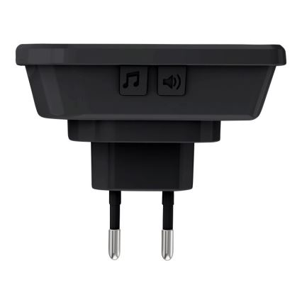 Бездротовий дверний дзвінок в розетку 230V/1xCR2032 IP56 чорний