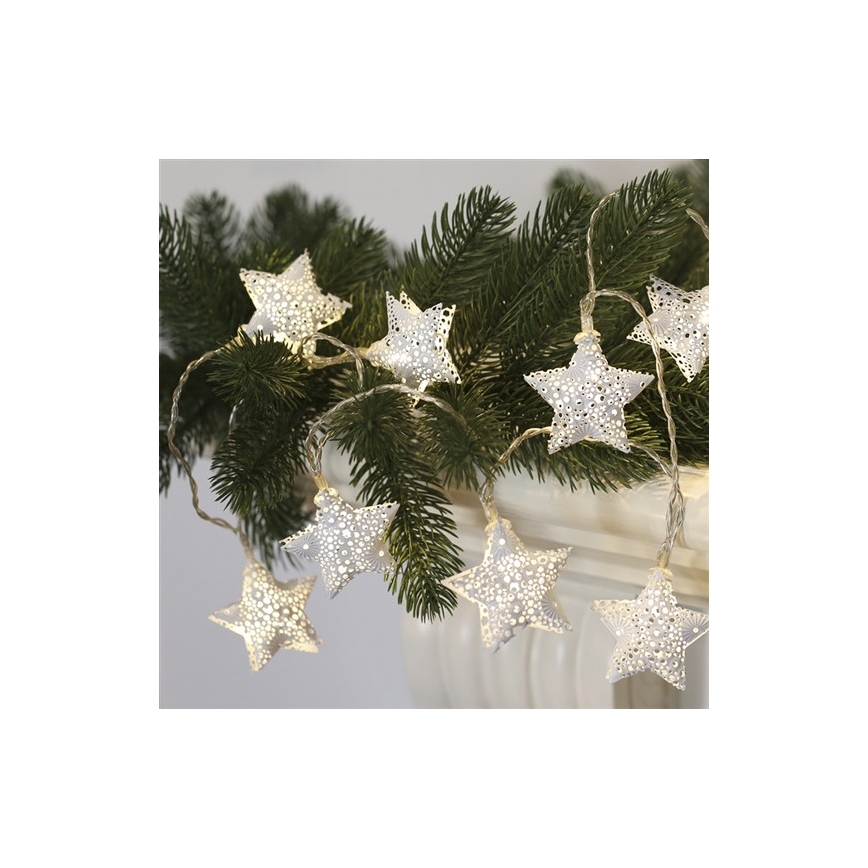 Светодиодная гирлянда, 10xLED/2xAA, 2m, тёплый белый