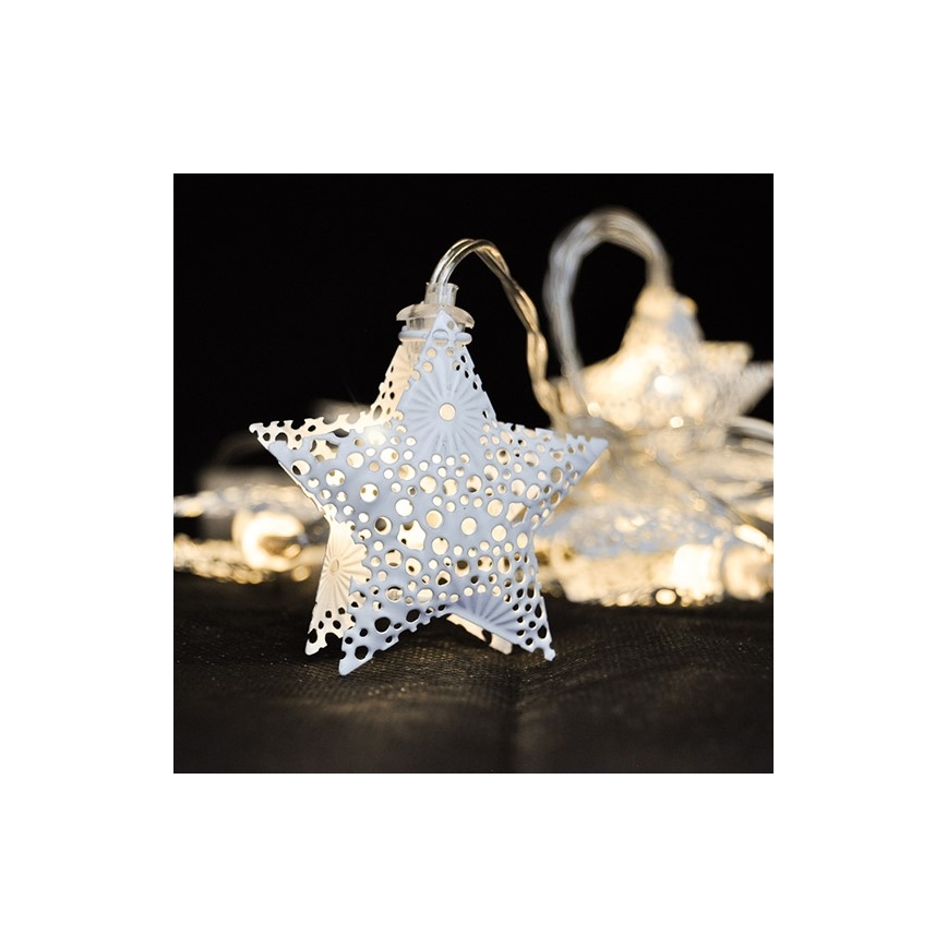 Светодиодная гирлянда, 10xLED/2xAA, 2m, тёплый белый