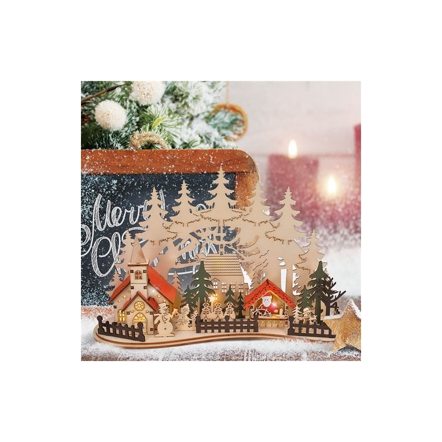 Світлодіодна різдвяна декорація LED/2xAAA містечко