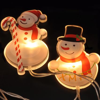 Різдвяна LED гірлянда на присосках 6xLED/2xAA 1,2м теплий білий сніговик