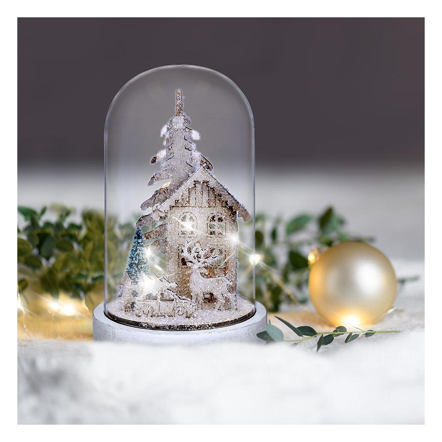 Різдвяна LED декорація LED/2xAAA засніжена місцевість з будиночком