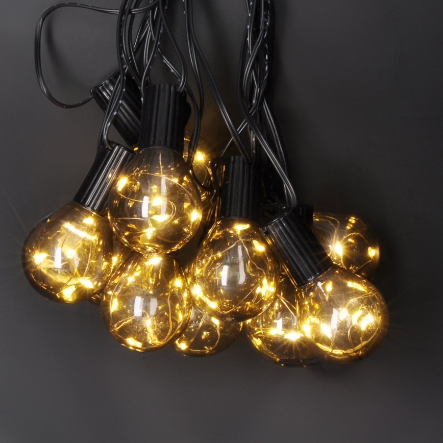 Вулична декоративна LED гірлянда ГІРЛЯНДА 10xLED/3xAA 3 м IP44 теплий білий