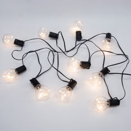 Вулична декоративна LED гірлянда ГІРЛЯНДА 10xLED/3xAA 3 м IP44 теплий білий