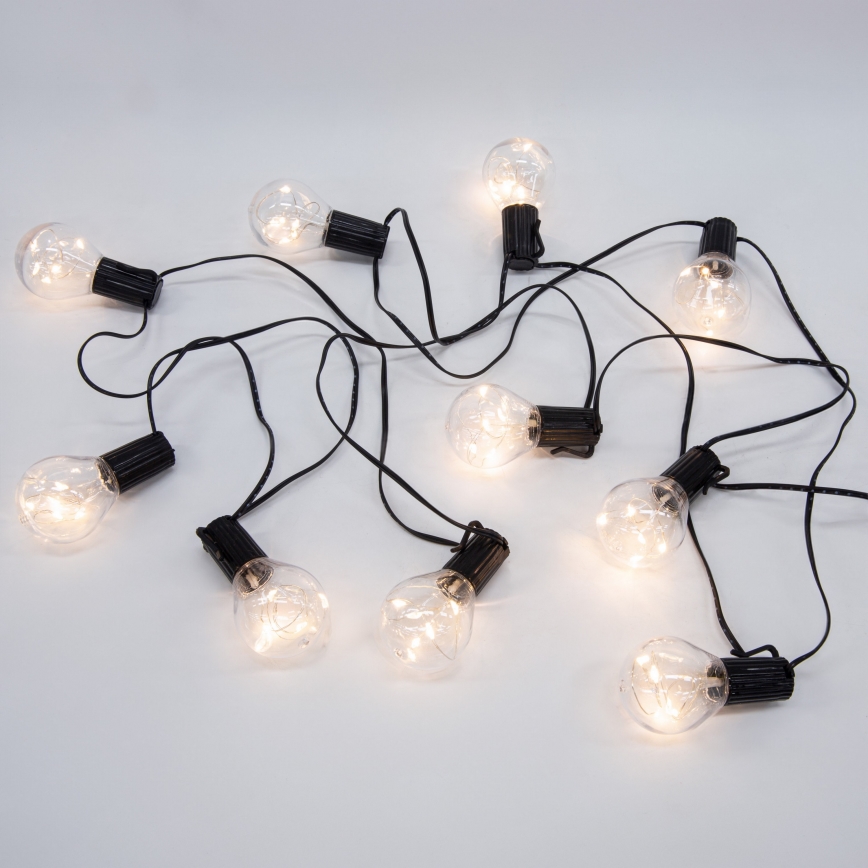 Вулична декоративна LED гірлянда ГІРЛЯНДА 10xLED/3xAA 3 м IP44 теплий білий