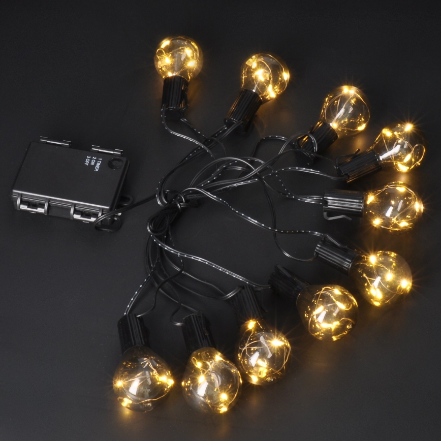 Светодиодная уличная декоративная гирлянда GARLAND 10xLED/3xAA 3 м IP44 теплый белый