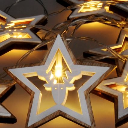 Светодиодная рождественская гирлянда 10xLED/2xAA 1,8 м теплый белый