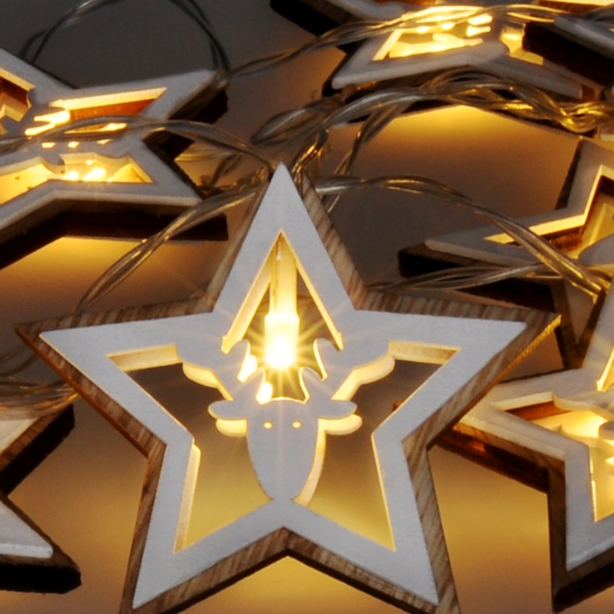 Светодиодная рождественская гирлянда 10xLED/2xAA 1,8 м теплый белый