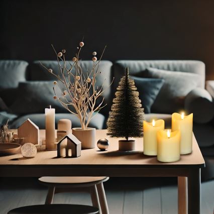 НАБІР 3x LED Свічка з натурального воску LED/3xAAA/теплий білий