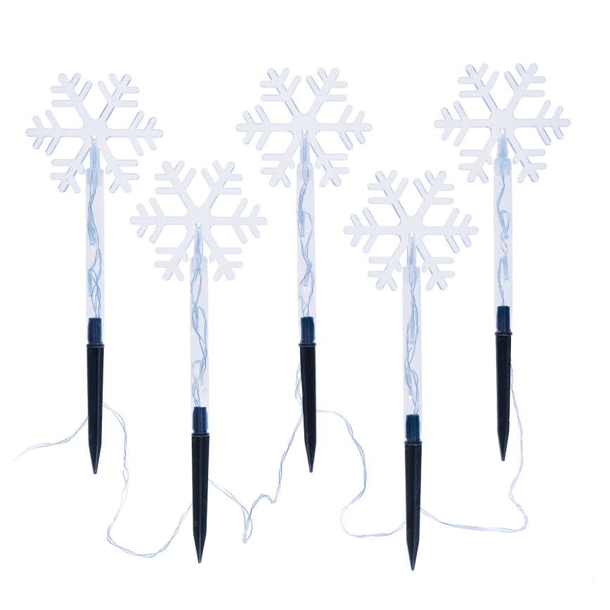 НАБІР 5x LED Вулична різдвяна лампа LED/3xAA/холодний білий IP44