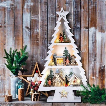 LED рождественское украшение 13xLED/2xAA деревянная ёлочка